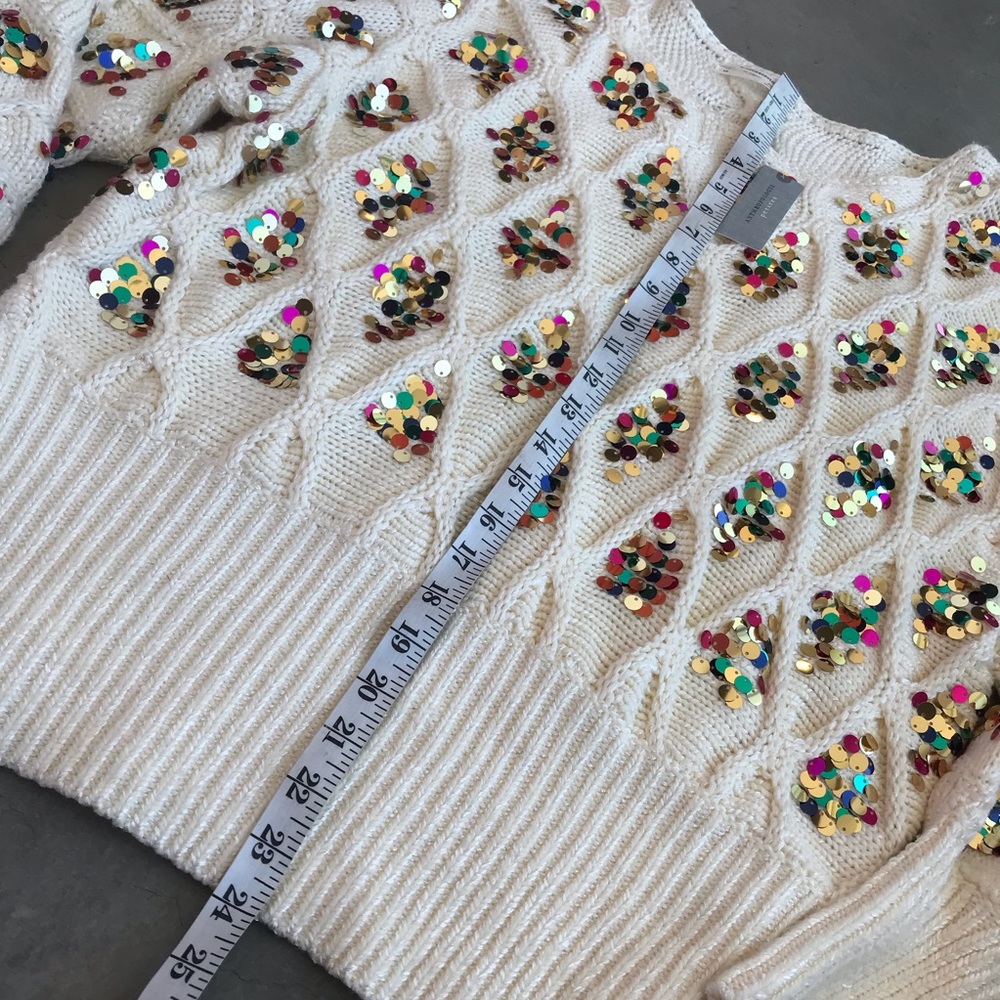 Anthropologie White Sequin Sweater - Picture 13 of 16